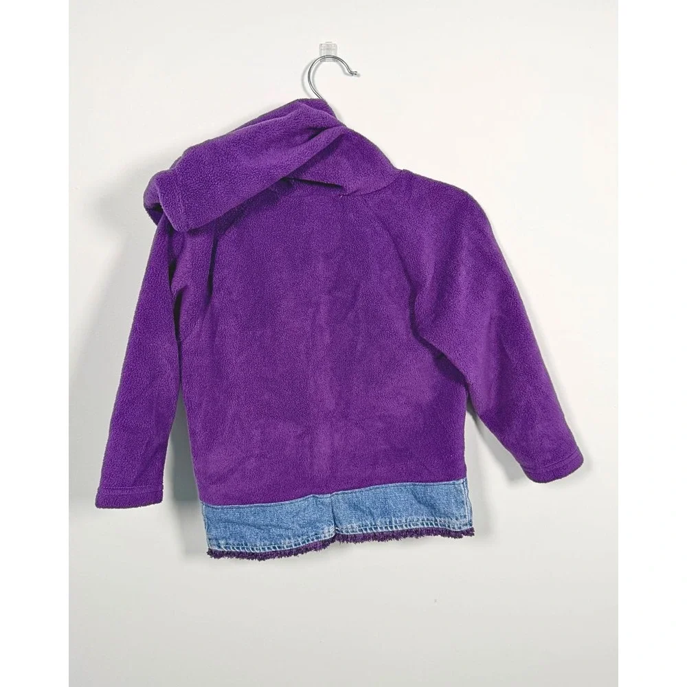 OshKosh Bgosh Girls 3T Purple Fleece Hoodie Butterfly Denim Trim Jacket